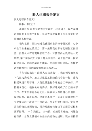 新人述职报告范文