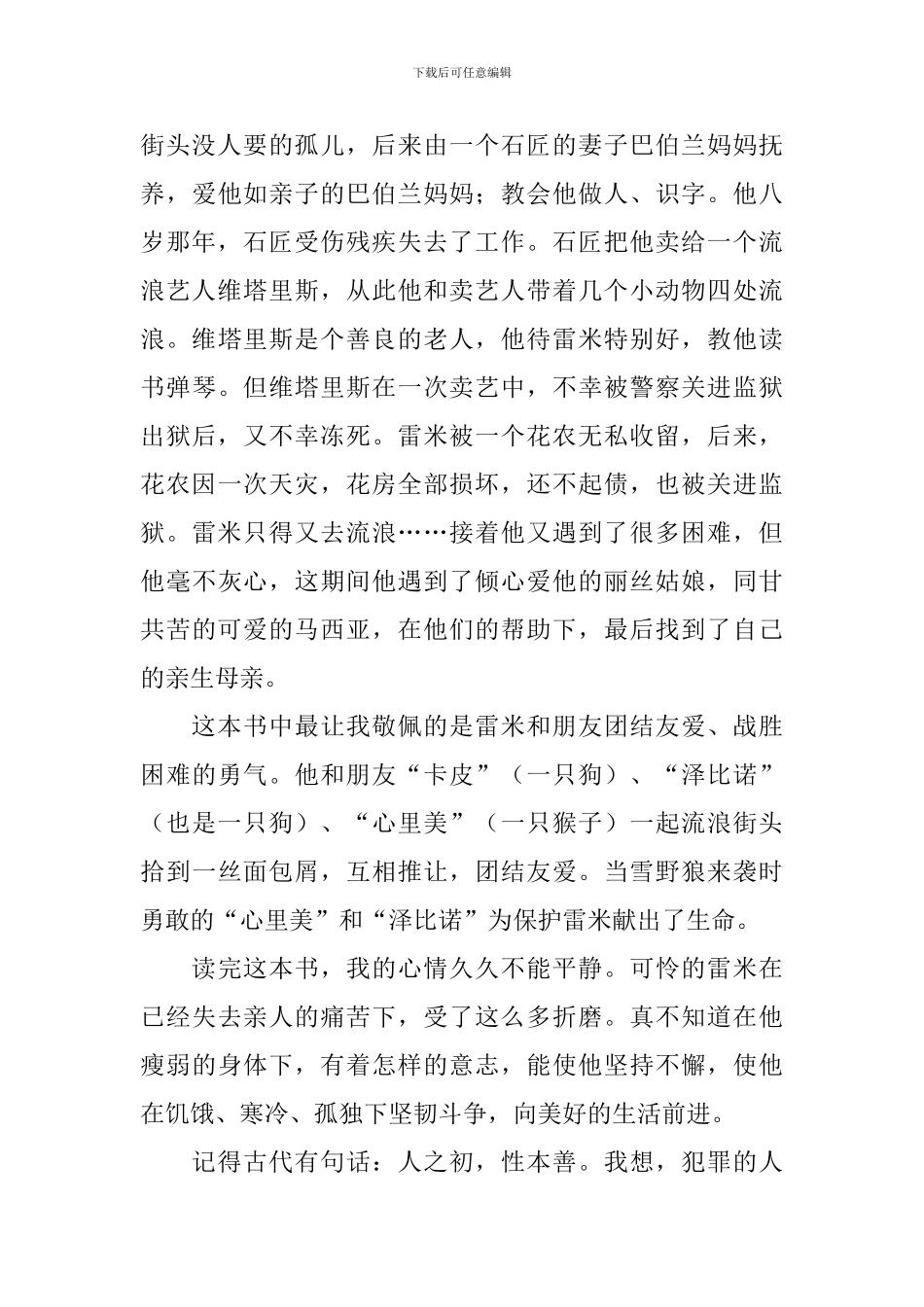 《苦儿流浪记》读后感700字四篇_第3页