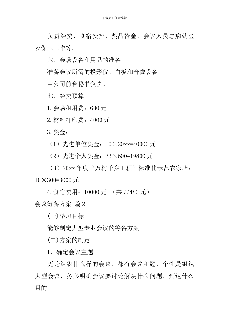 会议筹备方案模板汇编7篇_第3页