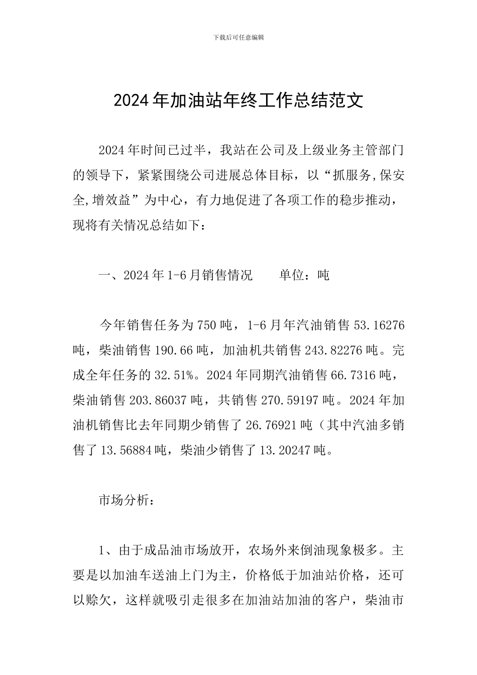 2024年加油站年终工作总结范文_第1页