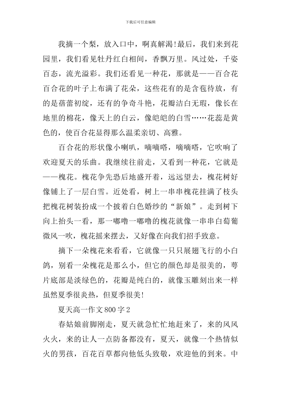 夏天高一优秀作文800字_第2页