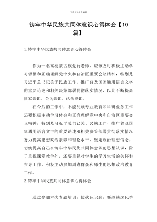 铸牢中华民族共同体意识心得体会【10篇】