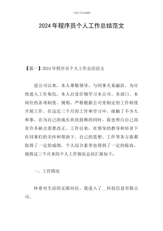 2024年程序员个人工作总结范文