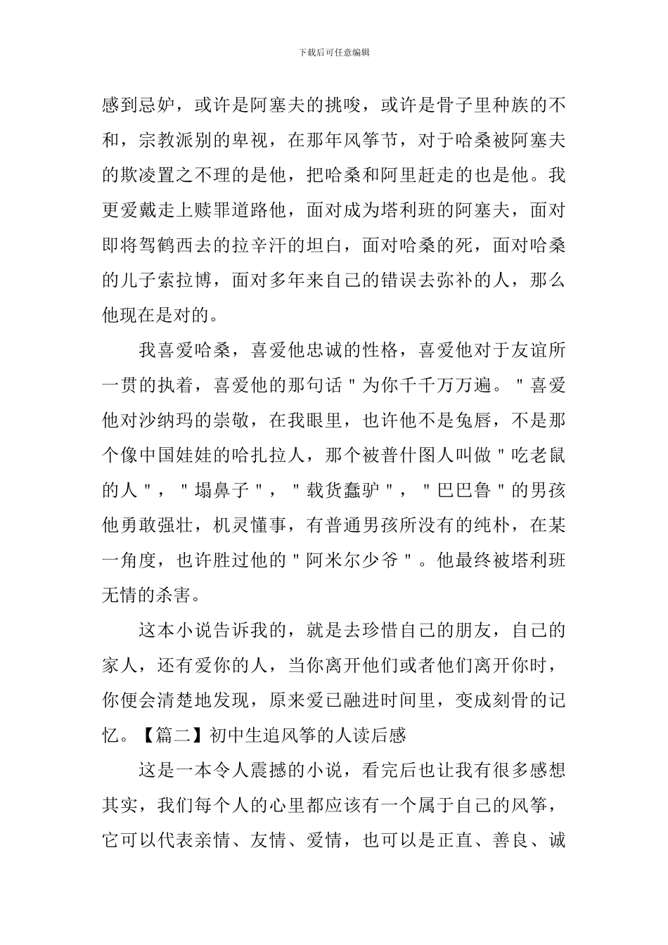 初中生追风筝的人读后感_第2页