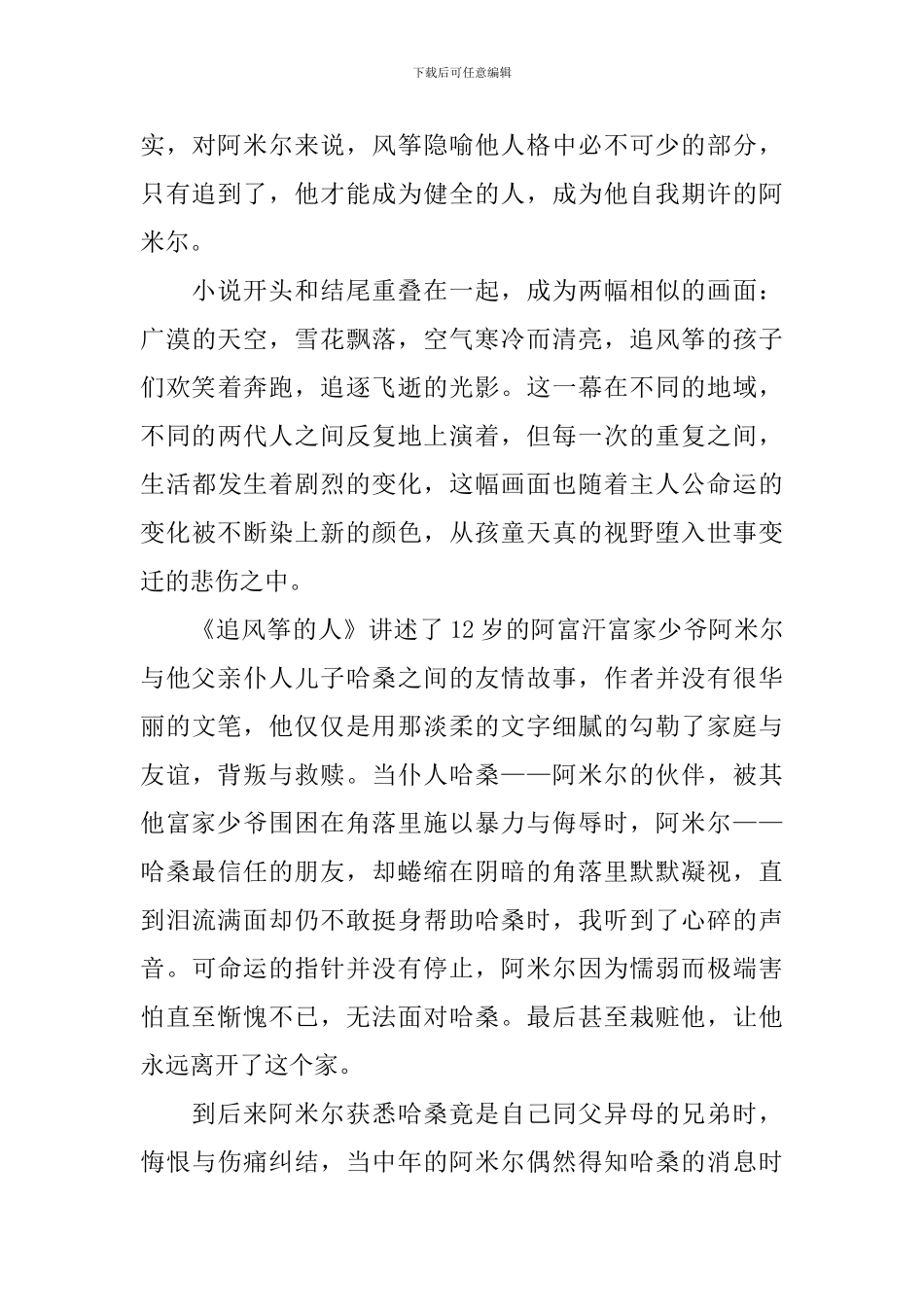 初中生追风筝的人读后感_第3页