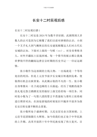 长安十二时辰观后感