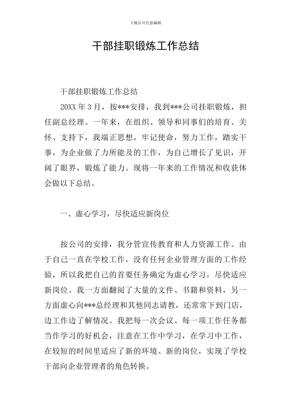 干部挂职锻炼工作总结_第1页