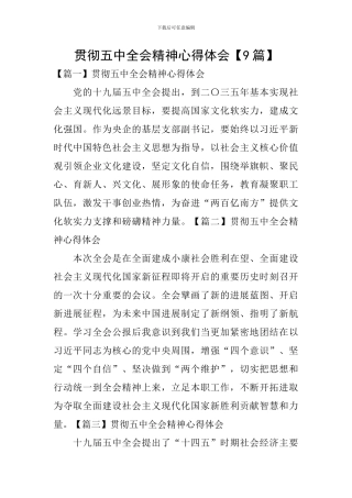 贯彻五中全会精神心得体会