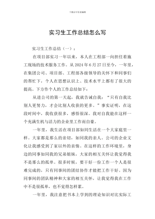 实习生工作总结怎么写