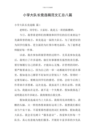 小学大队长竞选稿范文汇总八篇