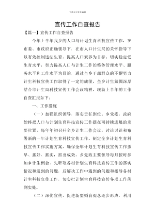 宣传工作自查报告