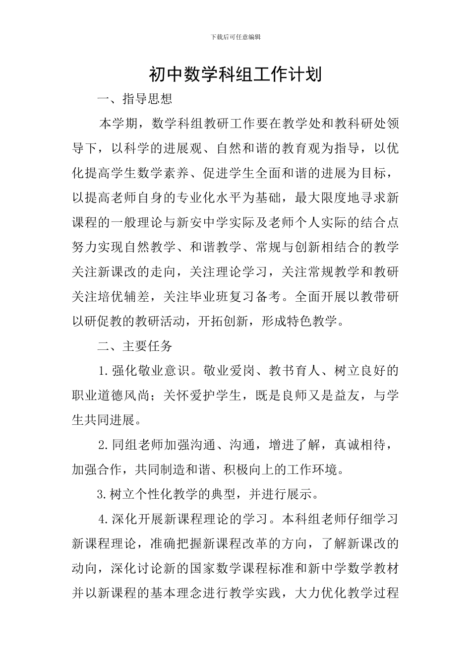初中数学科组工作计划_第1页