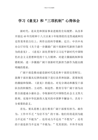 学习《意见》和“三项机制”心得体会