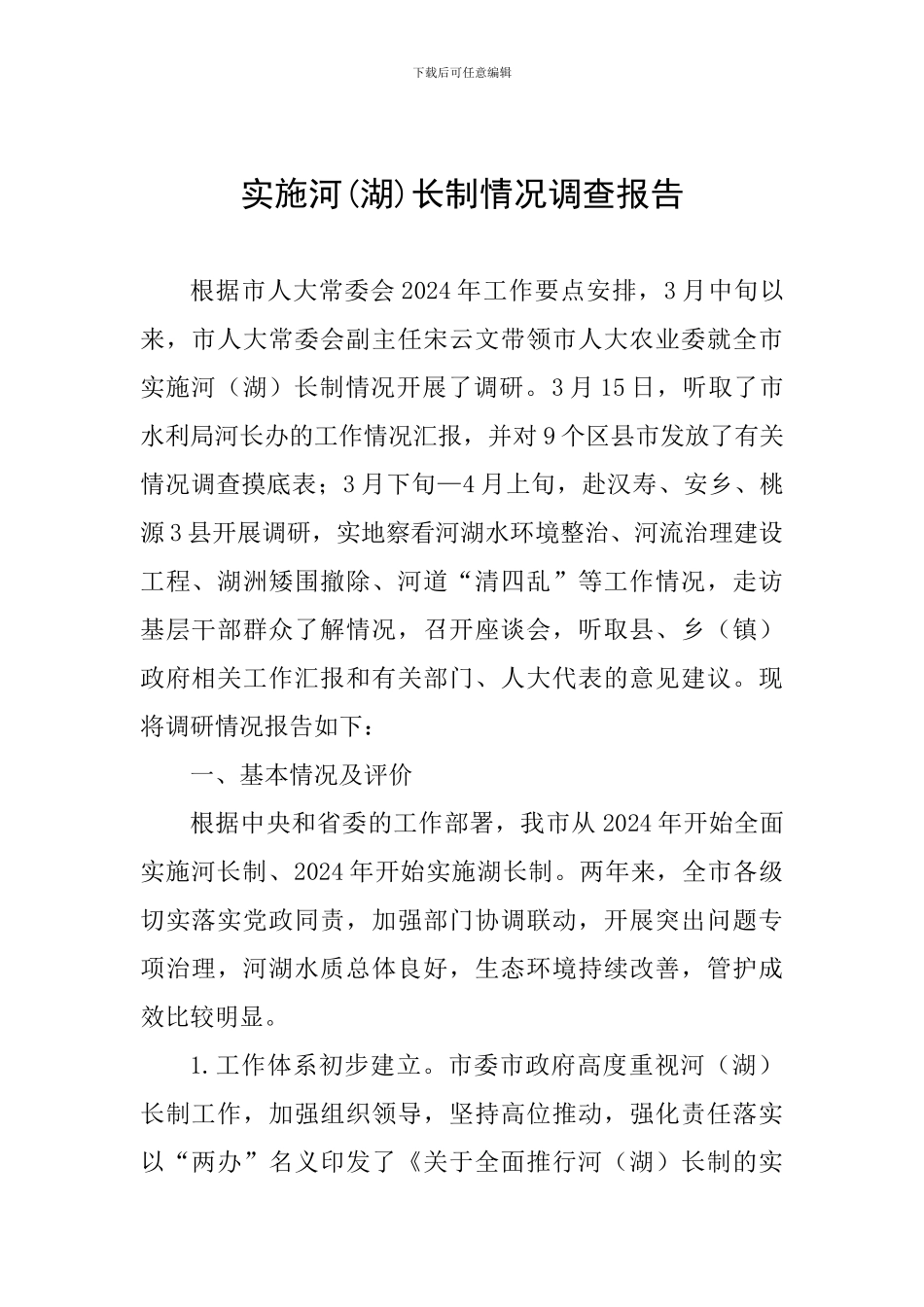 实施河长制情况调查报告_第1页