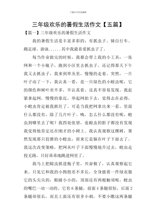 三年级快乐的暑假生活作文