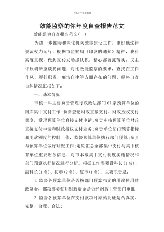 效能监察的你年度自查报告范文