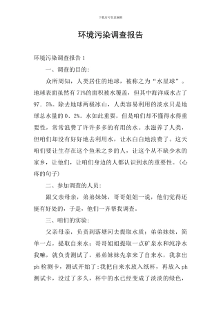 环境污染调查报告
