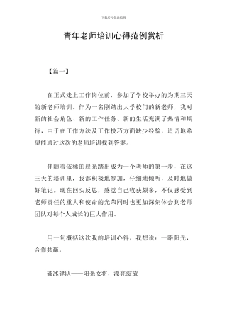 青年教师培训心得范例赏析