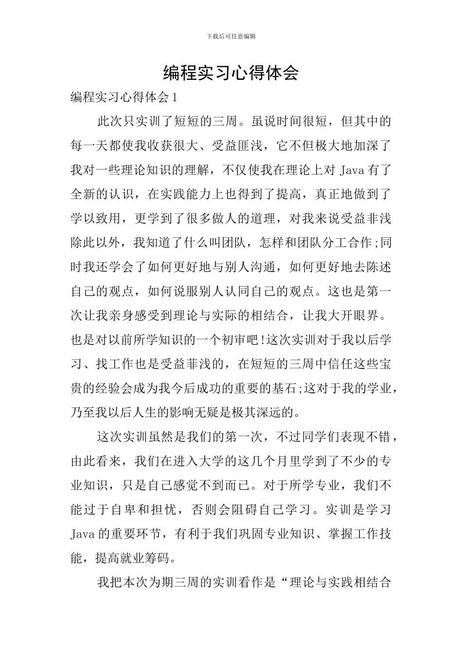 编程实习心得体会_第1页