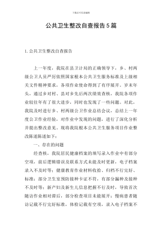 公共卫生整改自查报告5篇