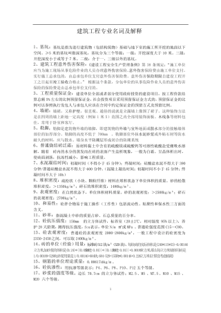 建筑工程专业术语及名词解释 
