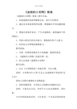 《迷路的小花鸭》教案