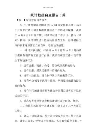 统计数据自查报告5篇
