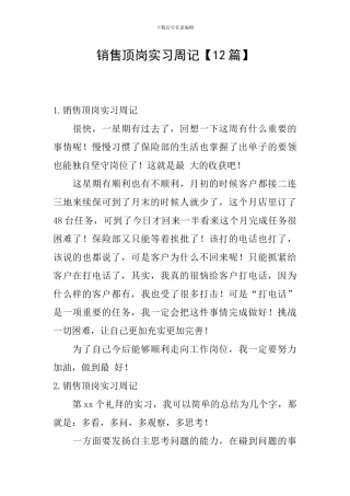 销售顶岗实习周记