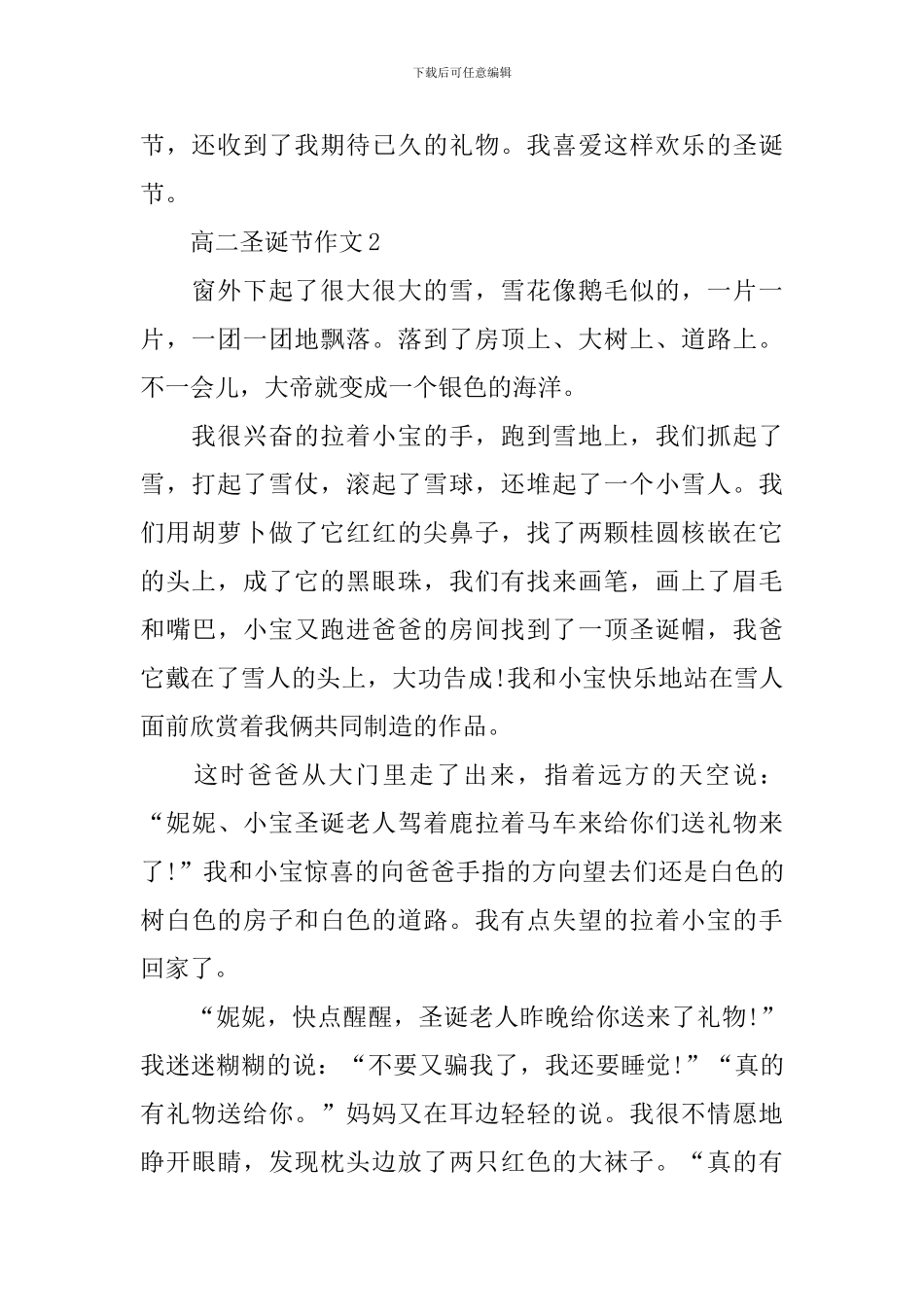 高二圣诞节作文模板_第2页