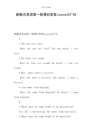 新概念英语第一册课后答案Lesson53-58