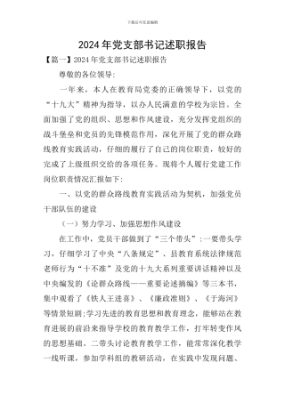 2024年党支部书记述职报告