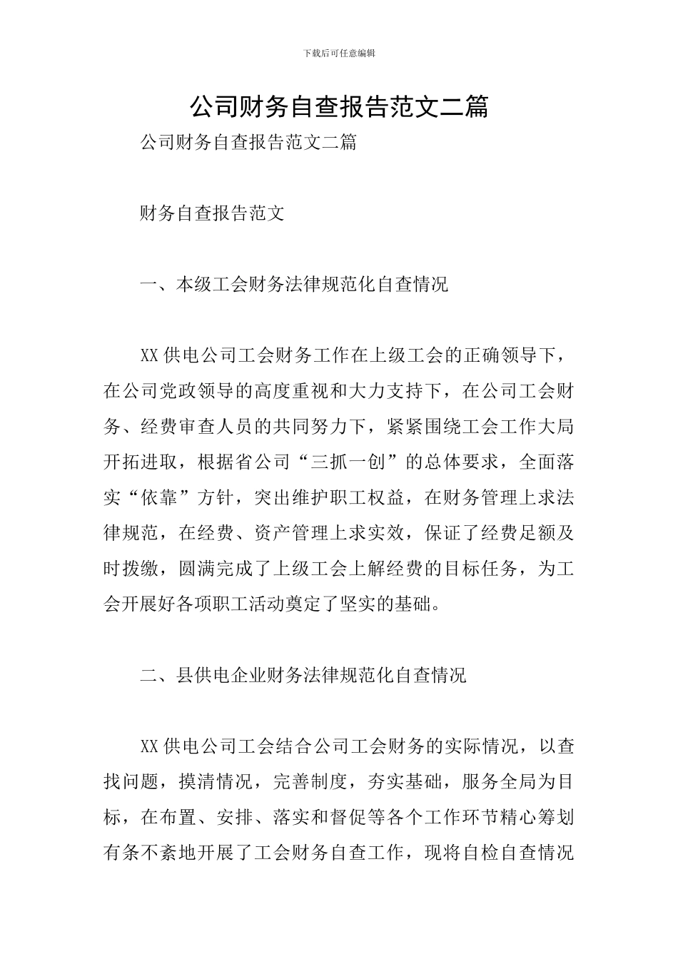 公司财务自查报告范文二篇_第1页