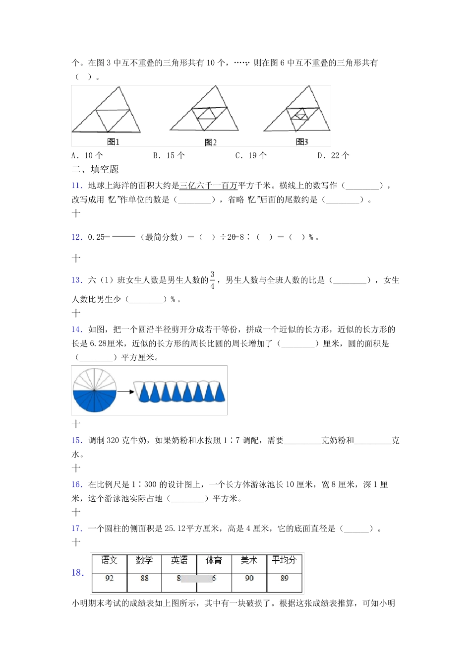 小学数学六年级小升初复习培优试题测试题(含答案解析) _第2页