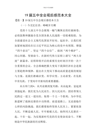 19届五中全会观后感范本大全