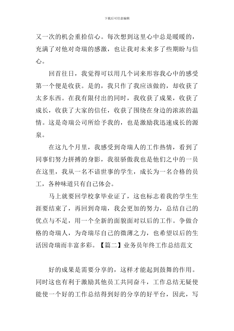 业务员年终工作总结范文四篇_第3页