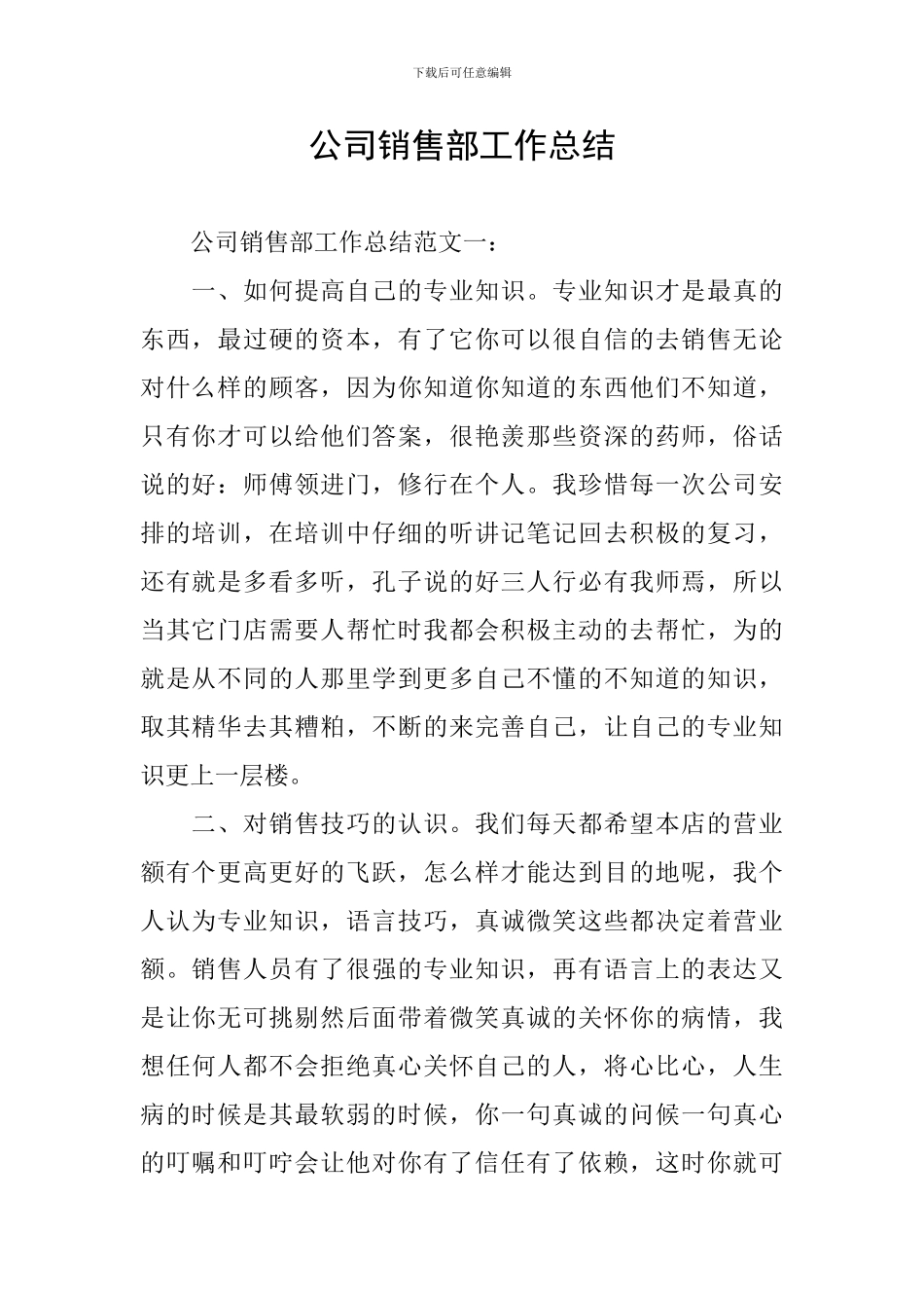 公司销售部工作总结_第1页