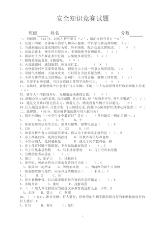 2012 中小学校园安全知识竞赛试题 