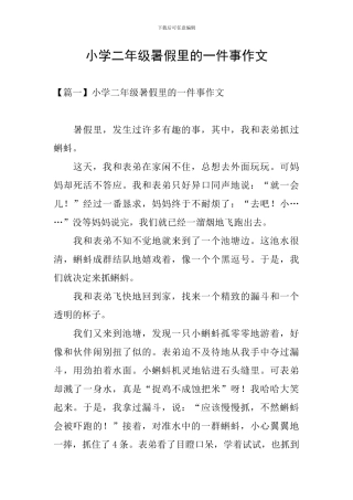 小学二年级暑假里的一件事作文