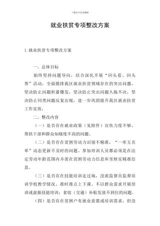 就业扶贫专项整改方案