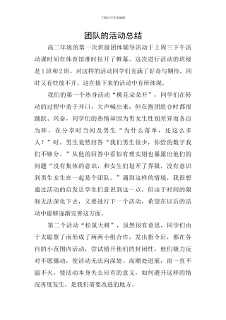 团队的活动总结