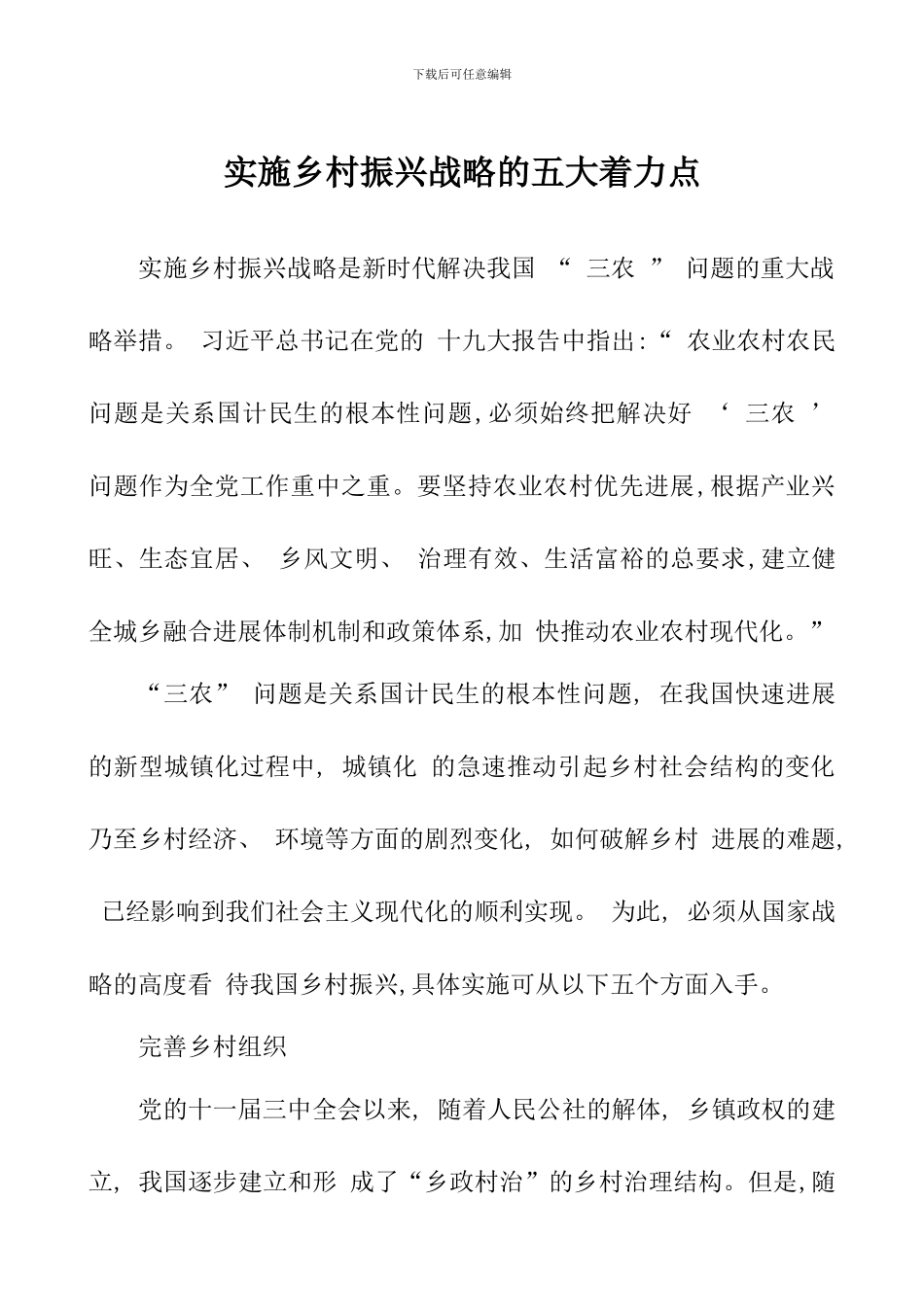 实施乡村振兴战略的五大着力点_第1页