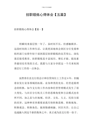 挂职锻炼心得体会