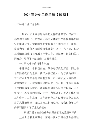 2024审计处工作总结