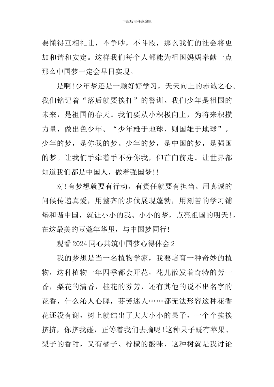 2024同心共筑中国梦心得体会_第2页