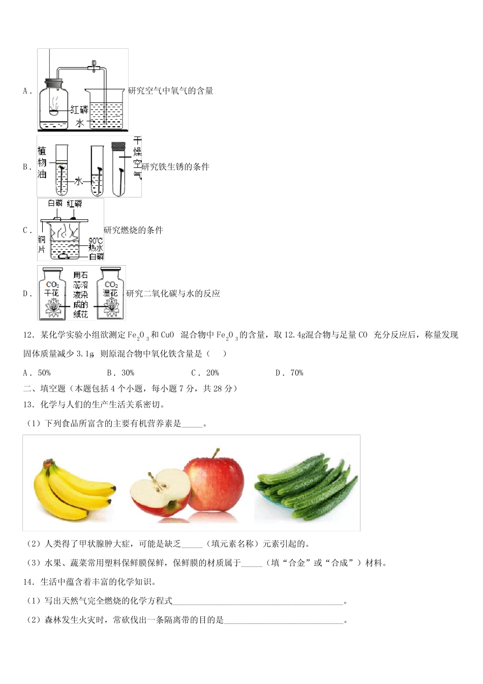 2024届湖北省武汉市东西湖区中考冲刺卷化学试题含解析 _第3页