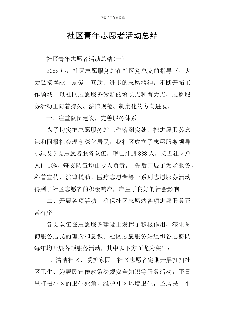 社区青年志愿者活动总结_第1页