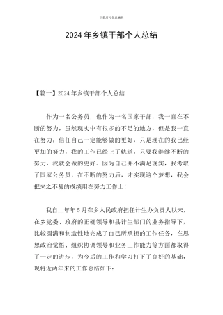 2024年乡镇干部个人总结