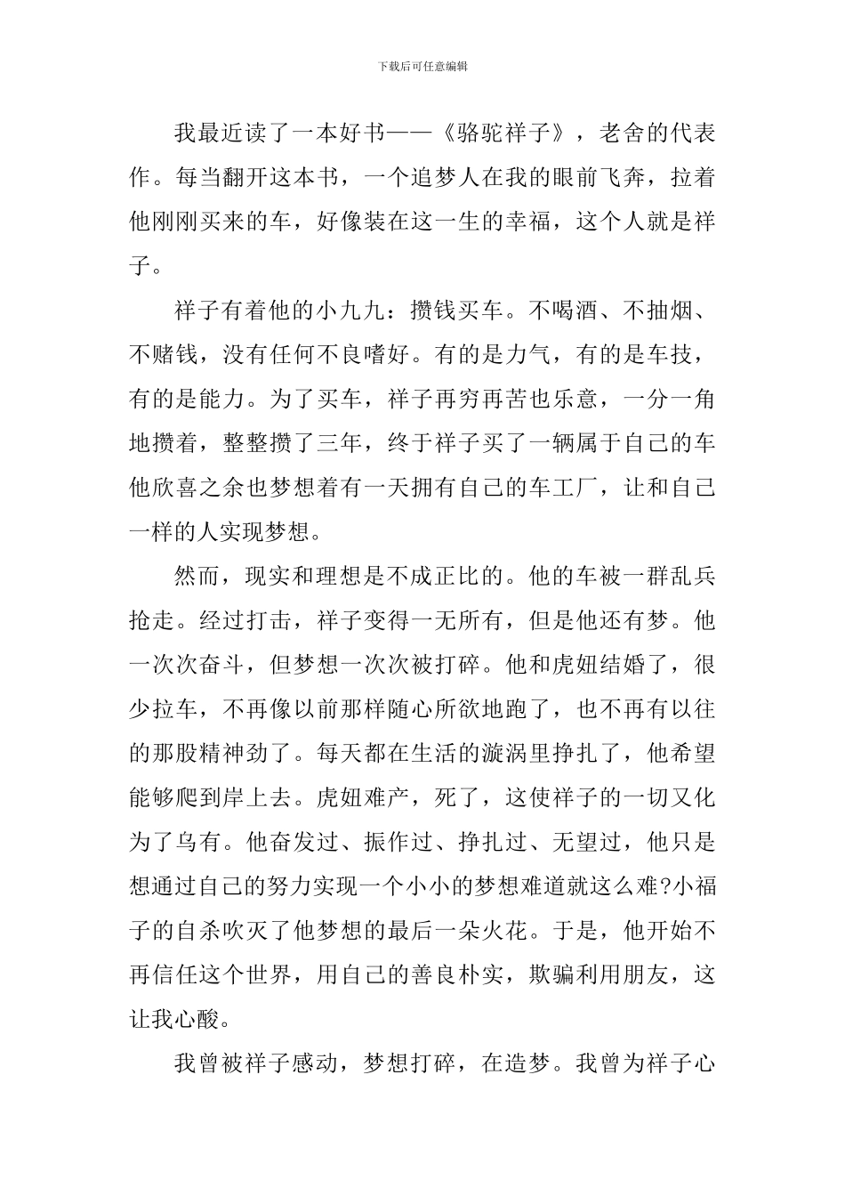 骆驼祥子读书个人心得体会范文_第3页