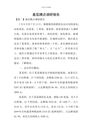 基层蹲点调研报告