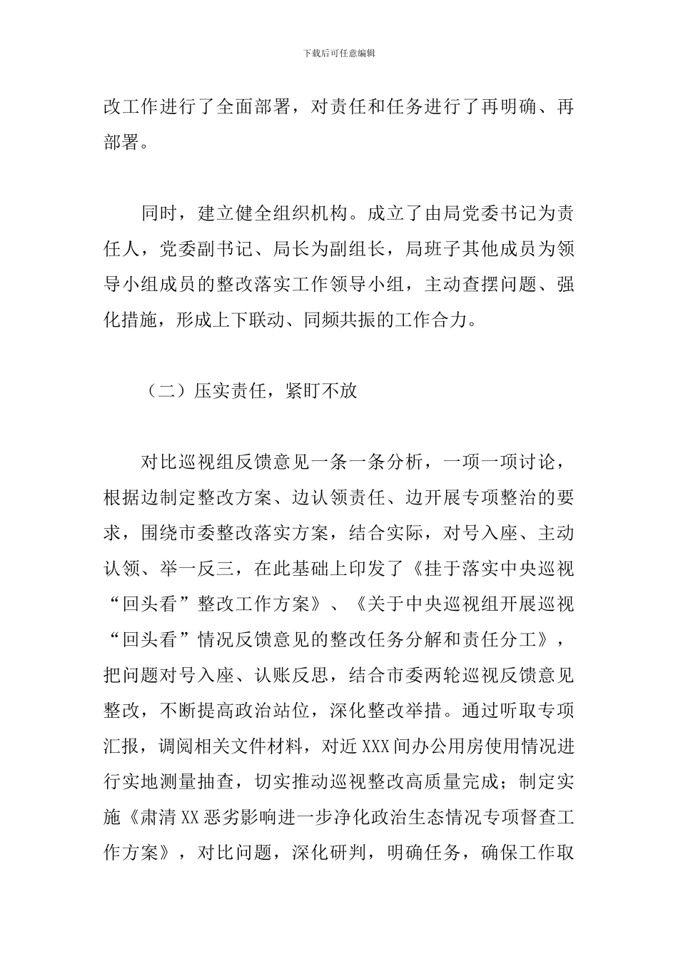 关于2024年落实巡视“回头看”反馈问题的整改工作报告范文_第3页